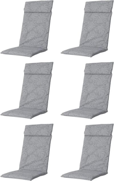 Madison - Tuinkussen - Lage Rug - 6 st - Outdoor Palm Grey - 105x50cm
