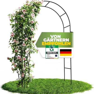 Rozenboog Metaal - Tuinboog Klimplant - Decoratieve Tuinafsluiting - Extra Stabiele Constructie - 240 x 140 cm - Groen