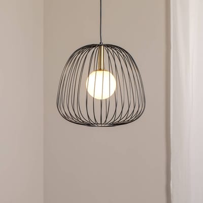 SIGMA Hanglamp Bell M, Ø 33 cm, 1-lamp, zwart/goud/wit