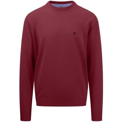 Fynch-Hatton Trui Uni Color O-Neck Superfine Cotton Ruby Red / male