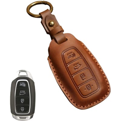 Housse de protection pour clé de voiture en cuir Fob Protect Pour Hyundai Fista I30 I35 I40 Kona Elantra Solaris Grandeur Accent Santa Fe Porte-Coque brown