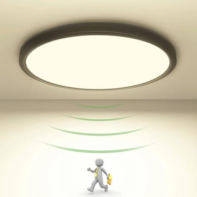 Led Plafondlamp met Bewegingssensor - 19W, 4000K, 1800 Lumen, Platte Ronde Lamp voor Binnen en Buiten