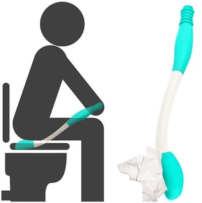 Toilet Hulpmiddel - Lange Handgreep - Onafhankelijk Afvegen - Zelfstandig Comfort - 38 cm Lengte - Wit Groen