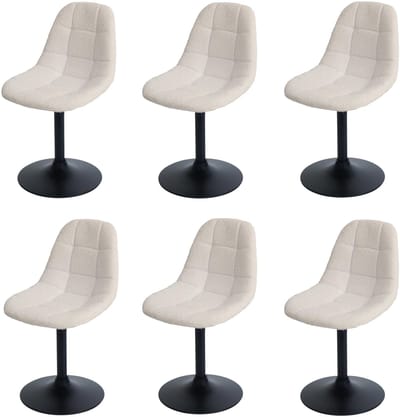 Set van 6 eetkamerstoelen MCW-A60, keukenstoel, draaistoel, staal MVG stof/textiel bouclé (450 g/m²) ~ beige