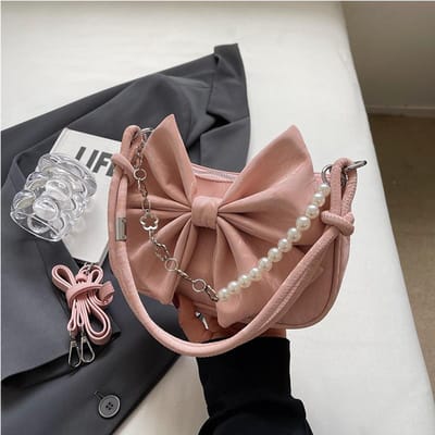 Bow Love Bag voor Dames  Modieuze en Trendy Ketting Crossbody Tas Niche Design High-end Schoudertas gray
