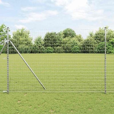 vidaXL - Euro-hek - met - grondbevestiging - 10 - x - 1,5 - m - Gegalvaniseerd - staal