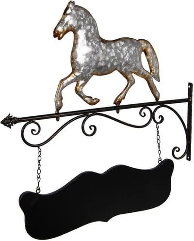 Clayre & Eef Uithangbord Paard 66x3x67 cm Grijs Metaal