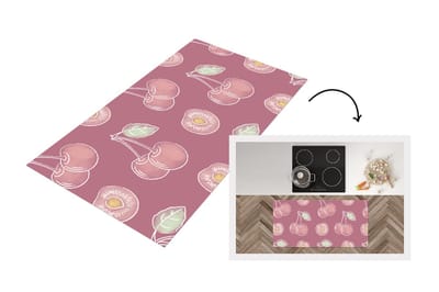 Keukenloper - Loper keuken - Design - Kers - Patroon - 120x60 cm - Keukenloper vinyl