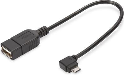 Digitus USB 2.0 Adapter [1x Micro-USB 2.0 B stekker - 1x USB 2.0 bus A] AK-300313-002-S Rond, Afgeschermd (dubbel), Met OTG-functie