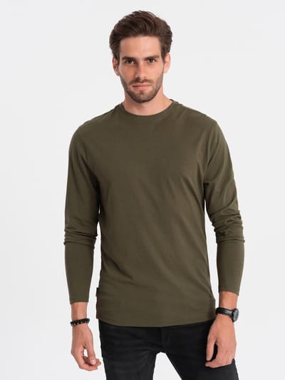 OMBRE Longsleeve - Regular Fit - Katoen - Lange Mouw Donkere Olijf S
