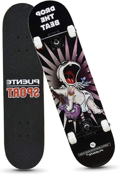 Compleet Skateboard - Cruiser Trick Board - Stunts en Tricks - Dubbel Kick Dek - 31 x 8 inch - Zwart