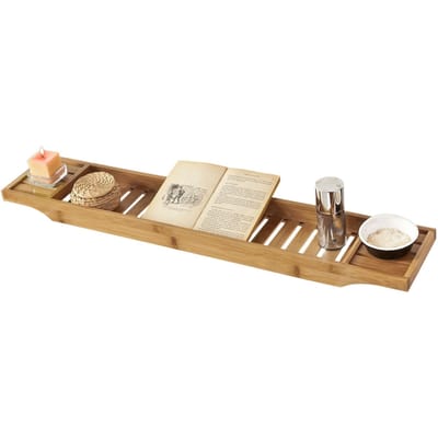 SoBuy Badplank van Bamboe – 80 cm – Massief Hout, Multifunctioneel voor Badkamer, Keuken of Woonkamer – Naturel