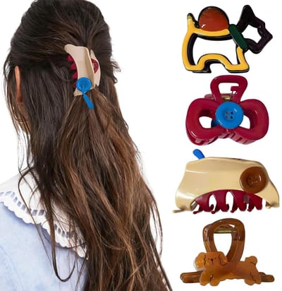 Dailygoods - haarklemmen, klein, 4 stuks, klauwhaarspelden, antislip haarspeld, haarstyling-accessoires voor vrouwen en meisjes, sterke grip, zijdelingse haarclips