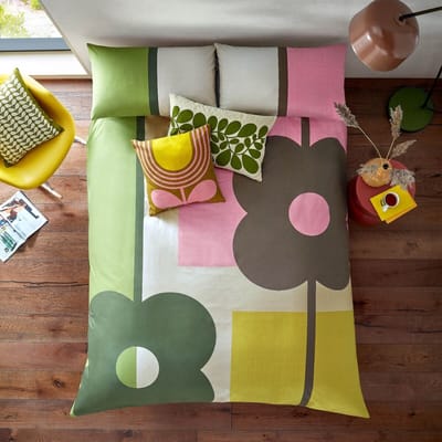 Orla Kiely Abacus Block Multi - dekbedovertrek set - 260x220 cm met slopen - percaalkatoen met knopensluiting - lits-jumeaux XL