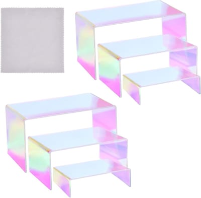 6 Stuks Regenboog Display Risers, 3 Maten Acryl Etalage Steunen voor Desserts, Cupcakes en Verzamelfiguren