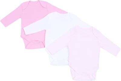 3 x Roze romper met lange mouwen
