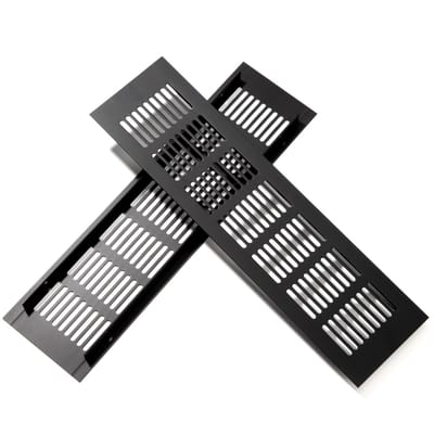Dailygoods- Ventilatierooster Zwart - Aluminium - 30 x 8 cm - Corrosiebestendig - Ventilatie - Eenvoudige Installatie - 63 Ventilatiegaten - Ventilatiegrill