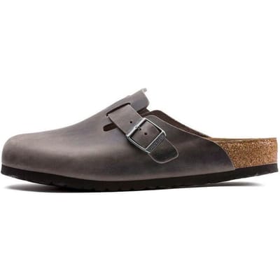 Birkenstock Boston Semelle Souple Cuir Huilé Largeur Étroite Gris Unisex Baskets 1013256 35