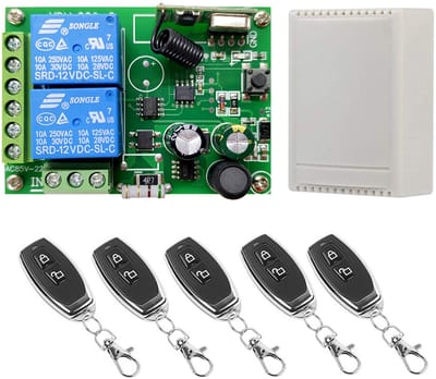 Universele 433MHz garagedeurafstandsbediening - 5-delige set - 220V AC-ontvanger - Slimme afstandsbediening - Krachtig - Draadloze afstandsbediening - 85V-250V tweeweg sleutelloze toegangscontrole
