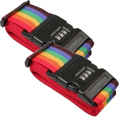 CHPN - Kofferriem - Bagageriem - Kofferslot - Koffersluiting - 2 stuks - Extra slot voor koffer - 160cm - Cijferslot - Regenboog - Nylon - CHPN