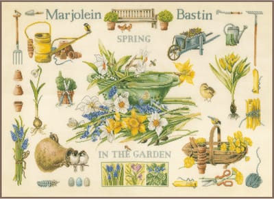 Lanarte Borduurpakket - Borduurset - Borduurpakket volwassenen - Telpakket kit - 69 x 49cm - Lente in de tuin - Marjolein Bastin - PN-0007964