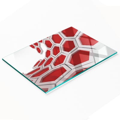 Decoratieve glazen serveerplank met 3D-afbeeldingen voor het serveren van snacks, 80x52 cm