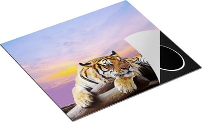 Chefcare Inductie Beschermer Tijger tijdens Zonsondergang - 60x50 cm - Afdekplaat Inductie - Kookplaat Beschermer - Inductie Mat