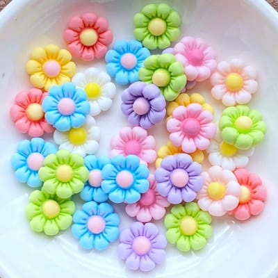 30 Pièces Nouvelles Mignonnes 12,5 mm Résine Mini Fleuron Dos Plat Cabochon Scrapbook Kawaii DIY Embellissements Accessoires Q22 blue