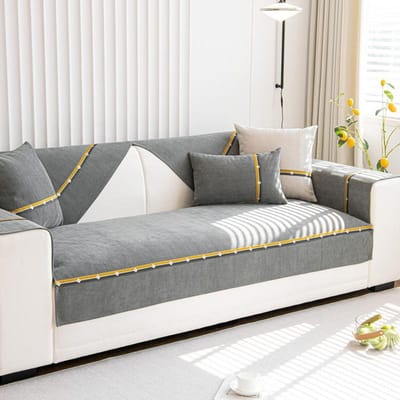 Chenille Bankkussen Universele Stof Antislip Luxe Woonkamer Bankovertrek Verdikt Anti-Kattenkrab Meubelbescherming 70x70cm 1pcs grijs