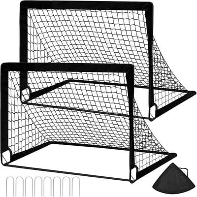 Voetbaldoelen Kinderen - Set Doelen - Buiten Spelen - Inclusief Grondnagels - 120 x 90 cm - Zwart