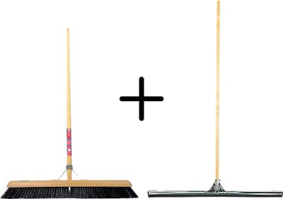 Synx Tools Paardenhaar 60cm + Vloertrekker 75cm met Steel 150cm - Kamerveger – Vloerreiniger – Moppen – Zachte binnenbezem met steel 150cm