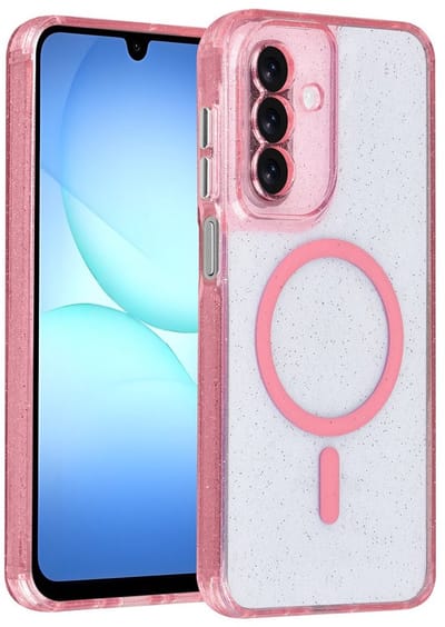 TUNIQ Back cover - Galaxy A17 - Pink - Glitterdesign - Magsafe Ondersteuning