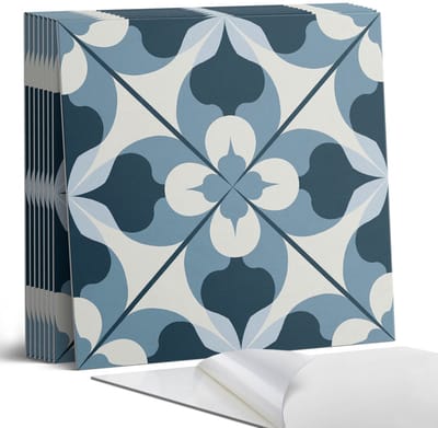 Coloray Plaktegels - Abstract geometrisch patroon Portugese Tegels - 30 cm x 30 cm - Blauw Plaktegels - 9 stuks - Vierkant PVC Tegels - Plaktegels Keuken - Zelfklevende Vloertegels - Vinyltegels Vloer Zelfklevend - Zelfklevende Tegels
