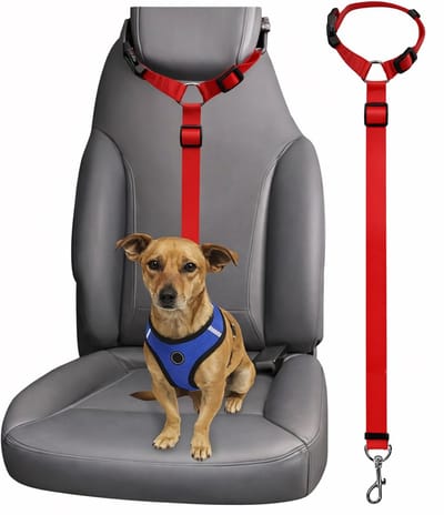 Hondengordel voor in de Auto I Verstelbaar I Hoofdsteun Gordel I Aurogordel Hond I Hondenriem I Rood