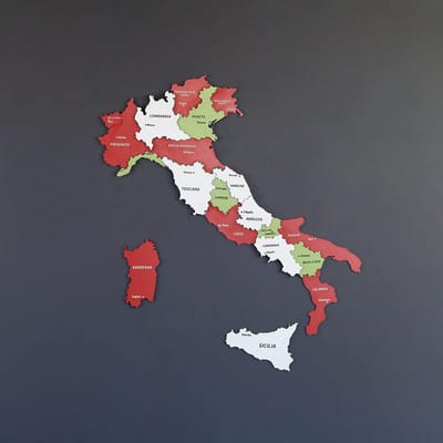 Houten 3D Kaart van Italië voor Aan de Muur - Meerlaags Decoratief Wandobject