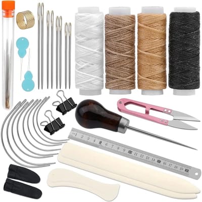 Boekbindgereedschap Starter Kit met Binding Tape - Vouwen - Waxed Wire - Awl voor DIY Beginners - Lederen gereedschapsset A