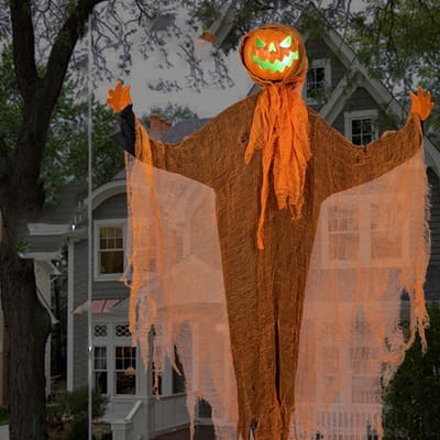 Dailygoods - Roterende Pompoen Spook - Halloween Decoratie - Met Licht en Geluid - 48 Inch Hoog - Hangende Versiering - Voor Binnen en Buiten