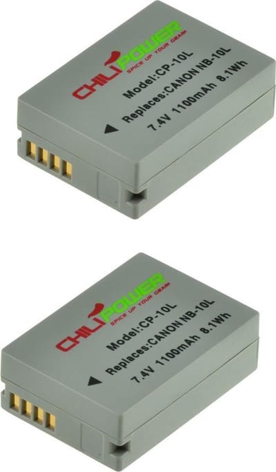 ChiliPower NB-10L accu voor Canon - 1100mAh - 2-Pack