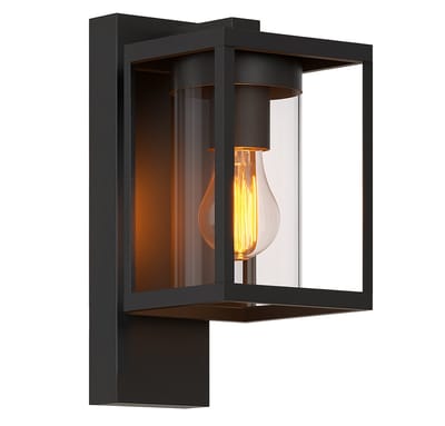 Luminize Buitenlamp met schemersensor - Wandlamp buiten - Dag en nacht sensor - E27 fitting - IP44 - aluminium - 19x13x27 cm - Zwart