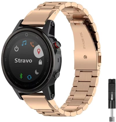Stravo RVS Schakelband – Hoogwaardig metalen bandje – QuickFit 20mm Garmin Horlogeband – Geschikt voor Garmin Fenix 5S (Plus/Sapphire) / Fenix 6S (Pro/Sapphire) / Fenix 7S / Fenix 8 (43mm) / Epix Pro (Gen 2) 42mm – Rosé goud