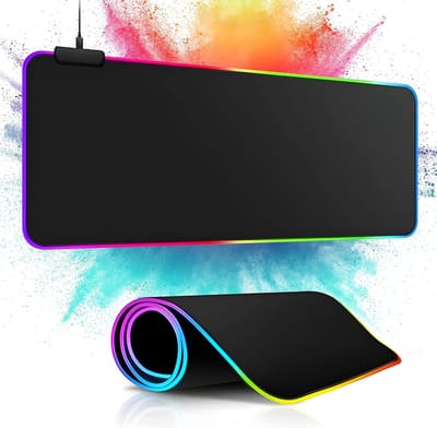 m MU Gaming muismat, RGB gaming-muismat, XXL-muismat voor gamers, pc, extra groot, 800 x 300 mm, antislip gaming-muismat voor computer en laptop - 13 lichtmodi