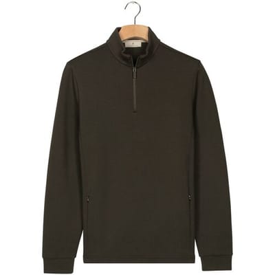 Thomas Maine Trui Uni Color Sweat Half Zip Donker Groen / male