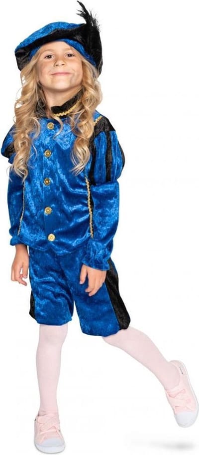 Pietje velours blauw/zwart Maat 140