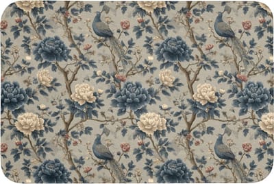 Badmat 90x60 cm - Antislip - Pauw - Bloemen - Blauw - Badmatten voor badkamer - Badkamermat - Douchemat - Badkamer mat