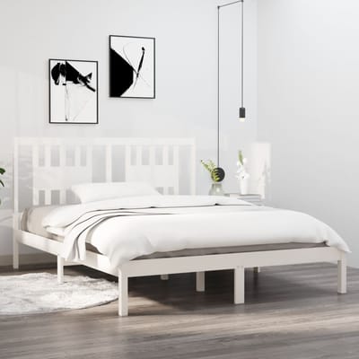 vidaXL - Bedframe - massief - grenenhout - wit - 140x200 - cm