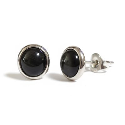 Rvs sieraden- kattenoog oorbellen 8mm - Waterproof en nikkelarm-Zwart