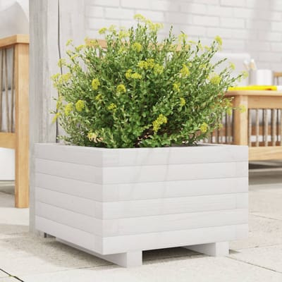 vidaXL - Plantenbak - 40x40x26,5 - cm - massief - grenenhout - wit