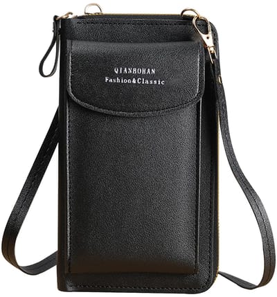 By shayne - Crossbody Telefoon Tas voor Vrouwen - Zwart PU Leer - Meerdere Vakjes - Dames Tas - Handtas voor Dames - Geschikt voor Smartphone - Modea.