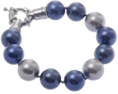 Behave - Armband met glasparels blauw grijs - Statement bij avondlook