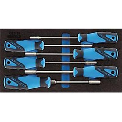 Gedore gereedschapsbak 1500 CT1-2133, 1/3 module, incl. dopsleutelassortiment, 6 st, B 157,5 x D 310 x H 35 mm, schuimrubber, zwart/blauw